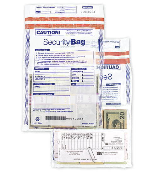 9 x 12" Dual Pocket Deposit Bag, Clear