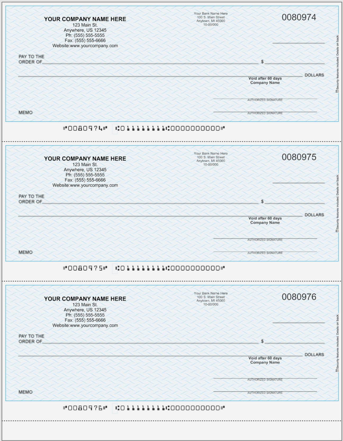 3up Imprinted Business Checks