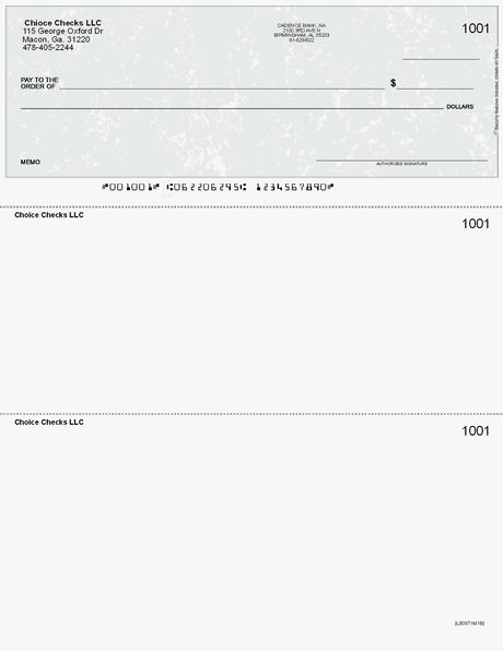 Marble Grey Imprinted Business Check on Top - Good Security