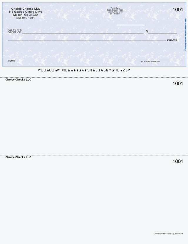 Marble Blue Imprinted Business Check on Top - Good Security