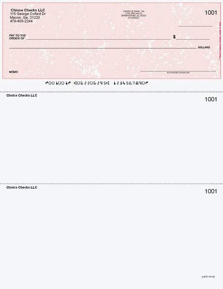 Marble Burgundy Imprinted Business Check on Top - Good Security