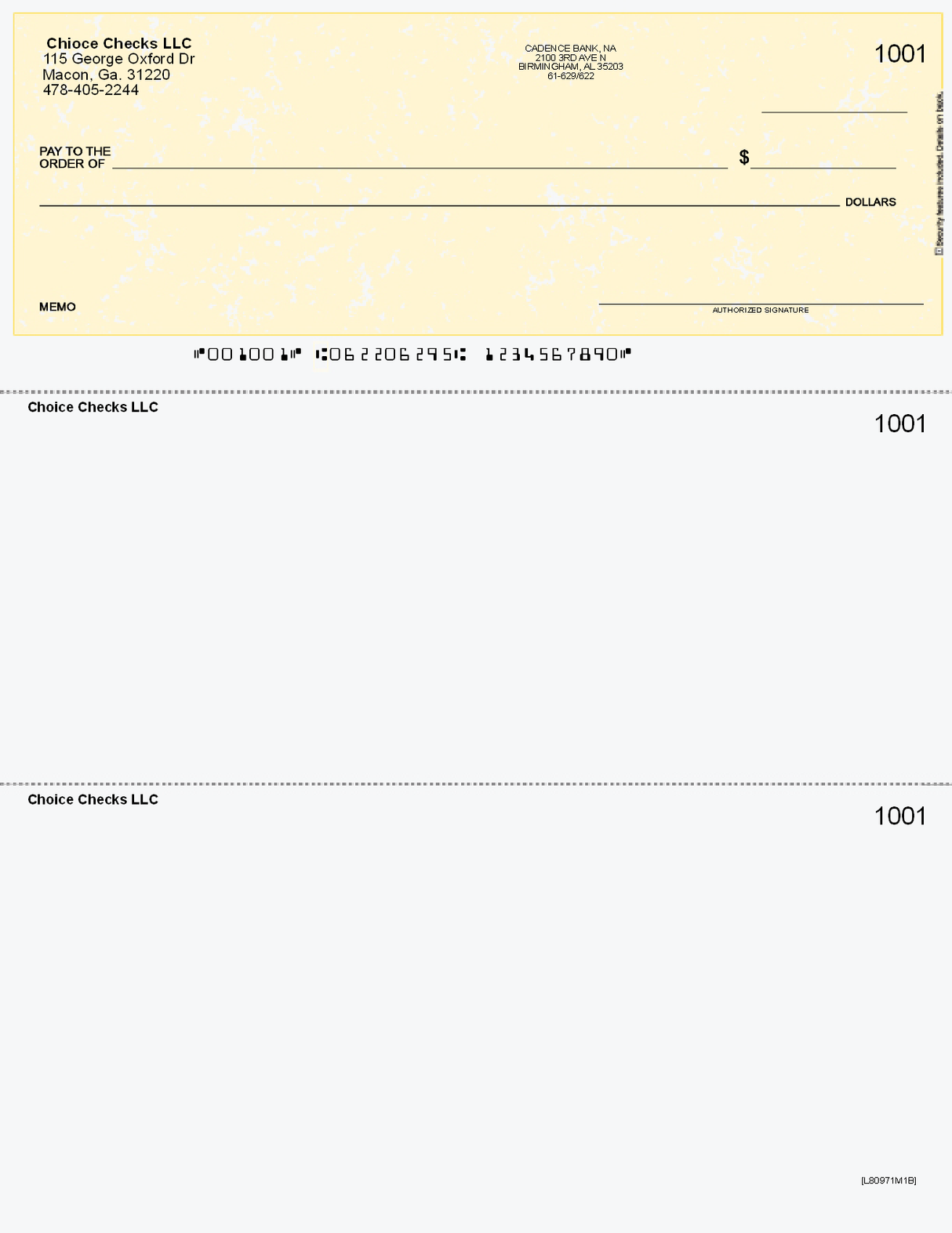 Imprinted Marble Yellow Business Check on Top - Better Security