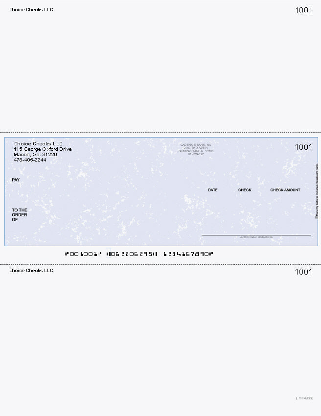 Marble Blue Imprinted Business Checks in Middle - Better Security