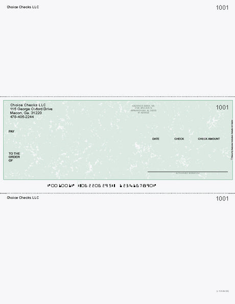 Marble Green Imprinted Business Checks in Middle - Better Security