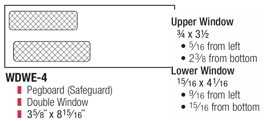 DBL WINDOW ENV/PEGBD PLAIN 8-15/1 6 X 3-5/8 24# WH WOVE/SAFEGUARD