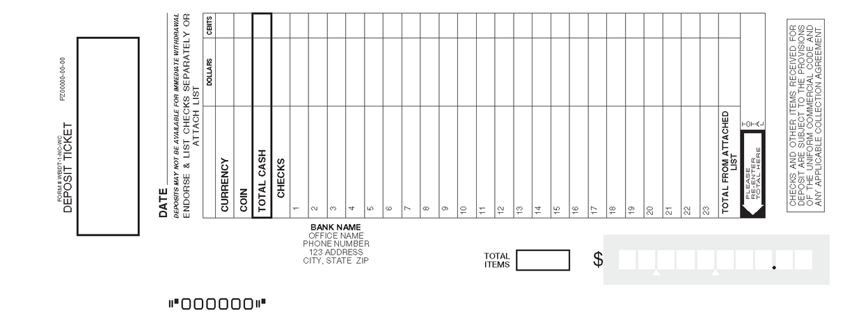 1 PT Image Deposit Ticket - 100 Per Book With Wrap Around Cover