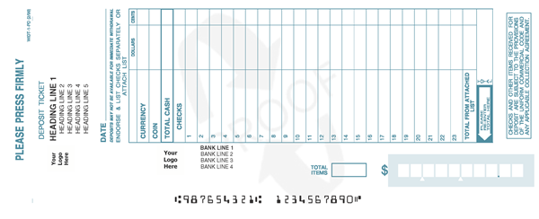 4 PT IMAGE DEPOSIT TICKET - Loose - No Cover