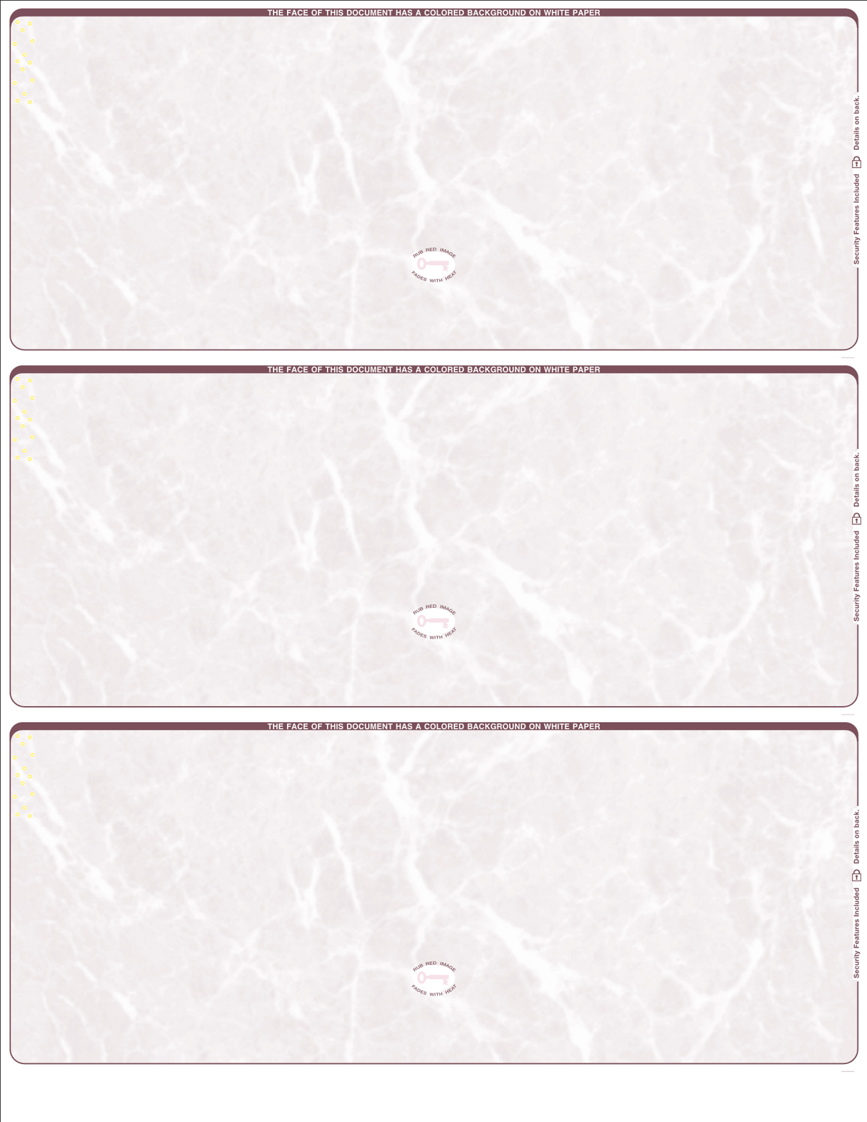 Marble Burgundy 3 up Blank Business Checks