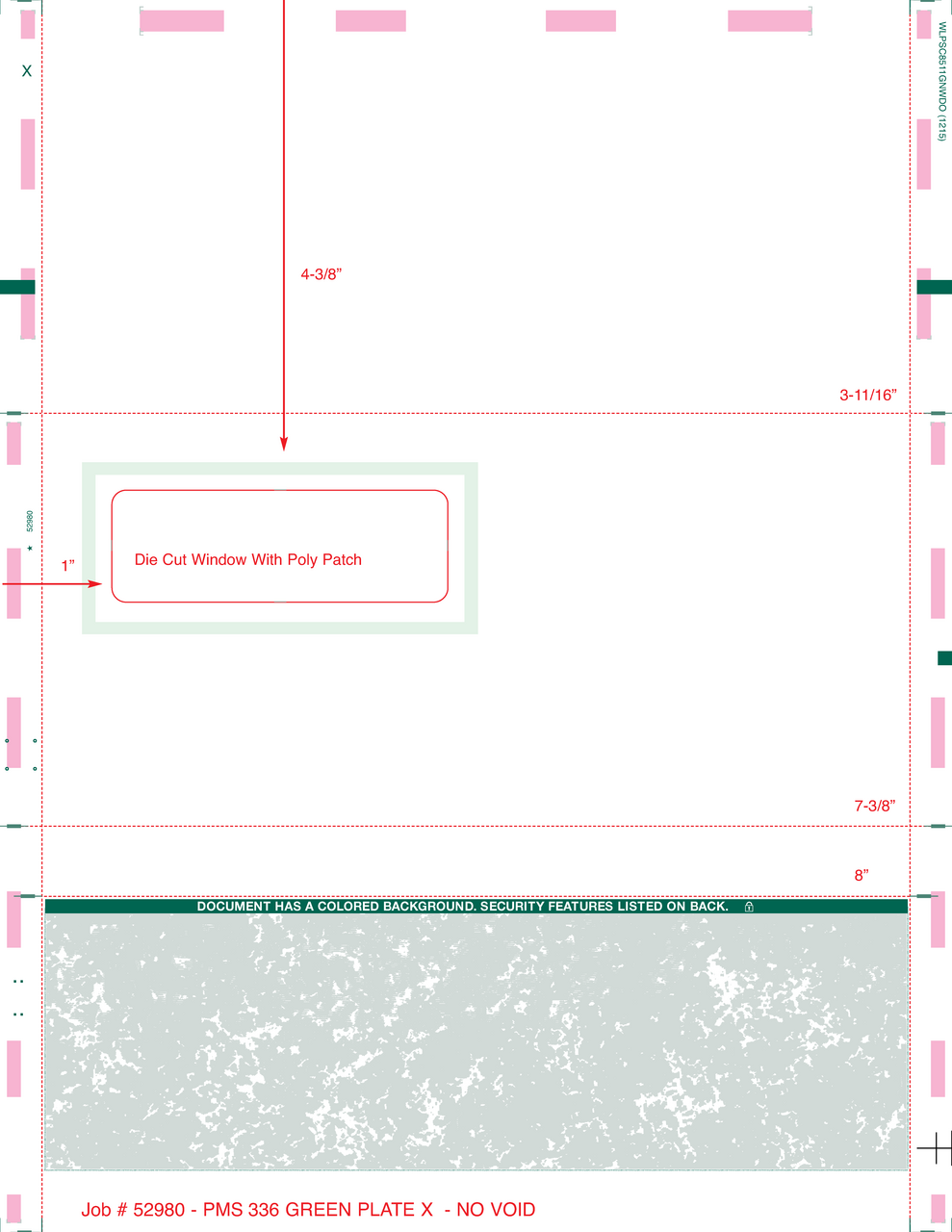 Check, Window, Green 336, One Green Blockout, 28# MOCR, 8-1/2" X 11 C-Fold