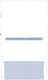 Form, Return Envelope, Reflex Blue, EC-fold Two Blockouts 28# MOCR, 8-1/2" x 14" Eccentric C-Fold EC-fold