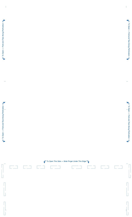 Form, Return Envelope, Reflex Blue, EC-fold Two Blockouts 28# MOCR, 8-1/2" x 14" Eccentric C-Fold EC-fold