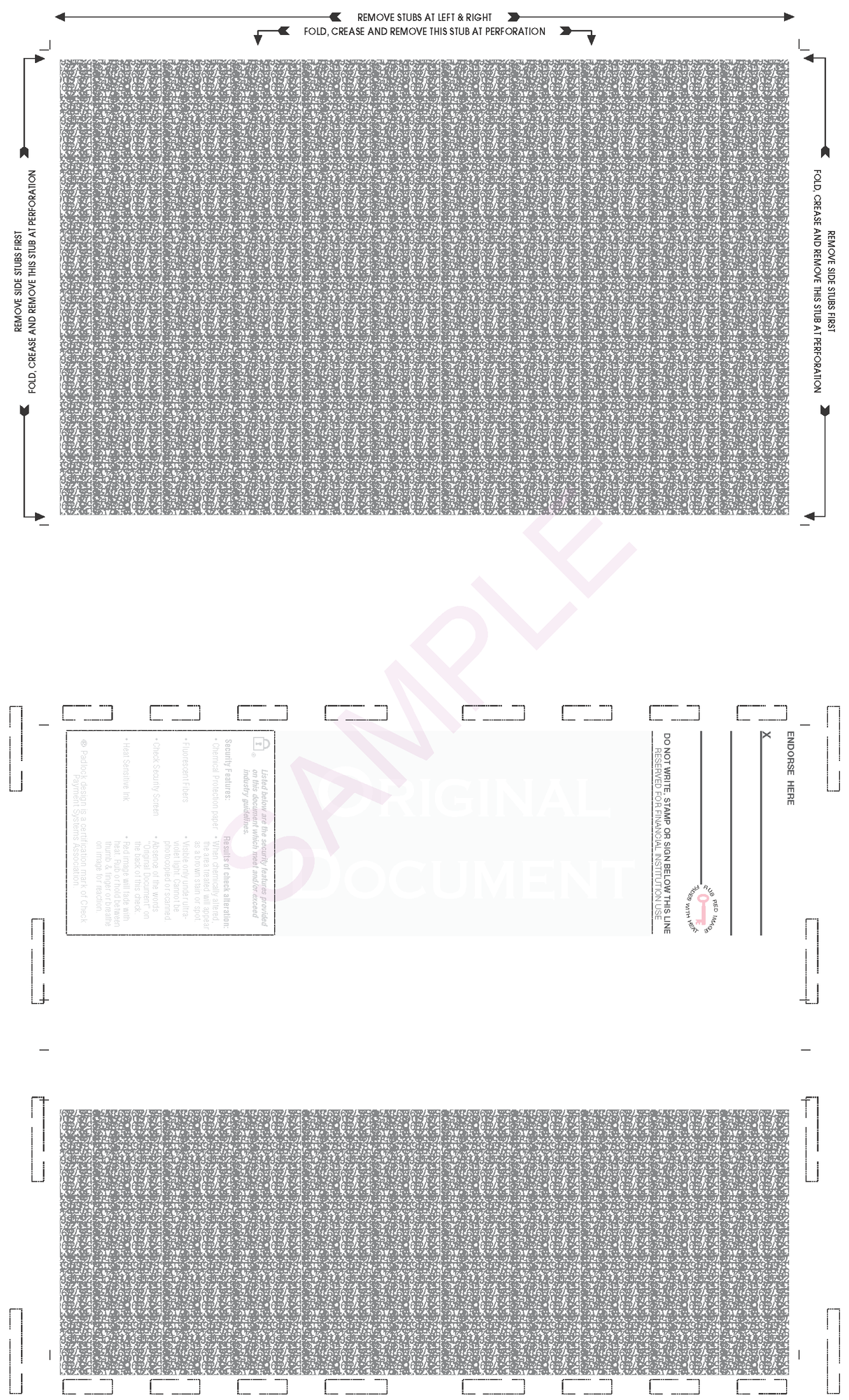 Check, Void Pantograph, Teal 328 EZ-fold 28#, 8-1/2" x 14" Eccentric Z-Fold EZ-fold