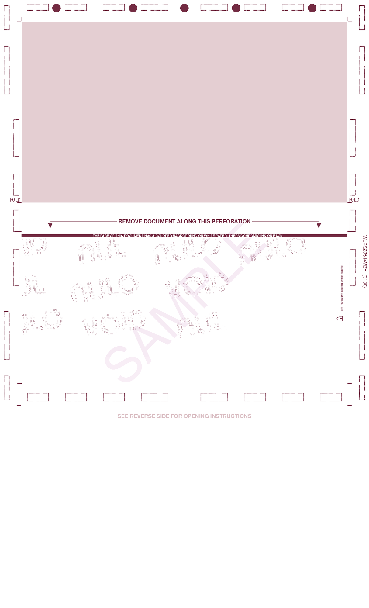 Check, Void Pantograph, Burgundy 209 28#, 8-1/2" x 14" Z-Fold