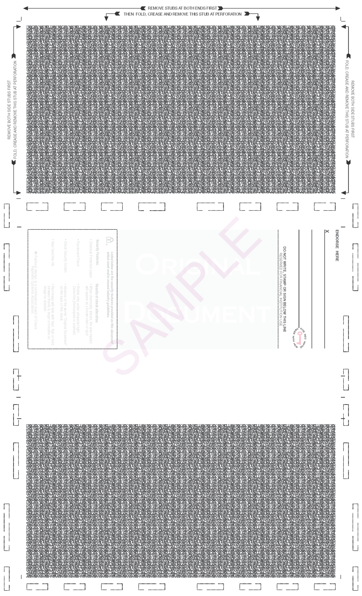 Check, Void Pantograph, Burgundy 209 28#, 8-1/2" x 14" Z-Fold