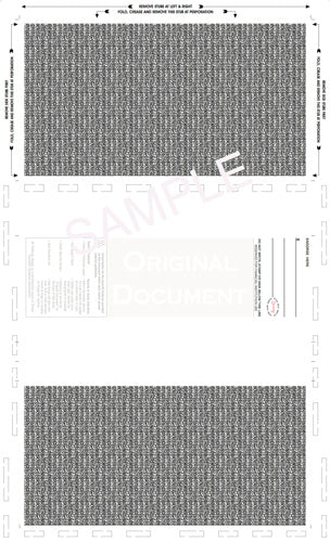 2-3/4 Check with backer, Blank, two blockouts 28#, 8-1/2" X 14" Z-fold