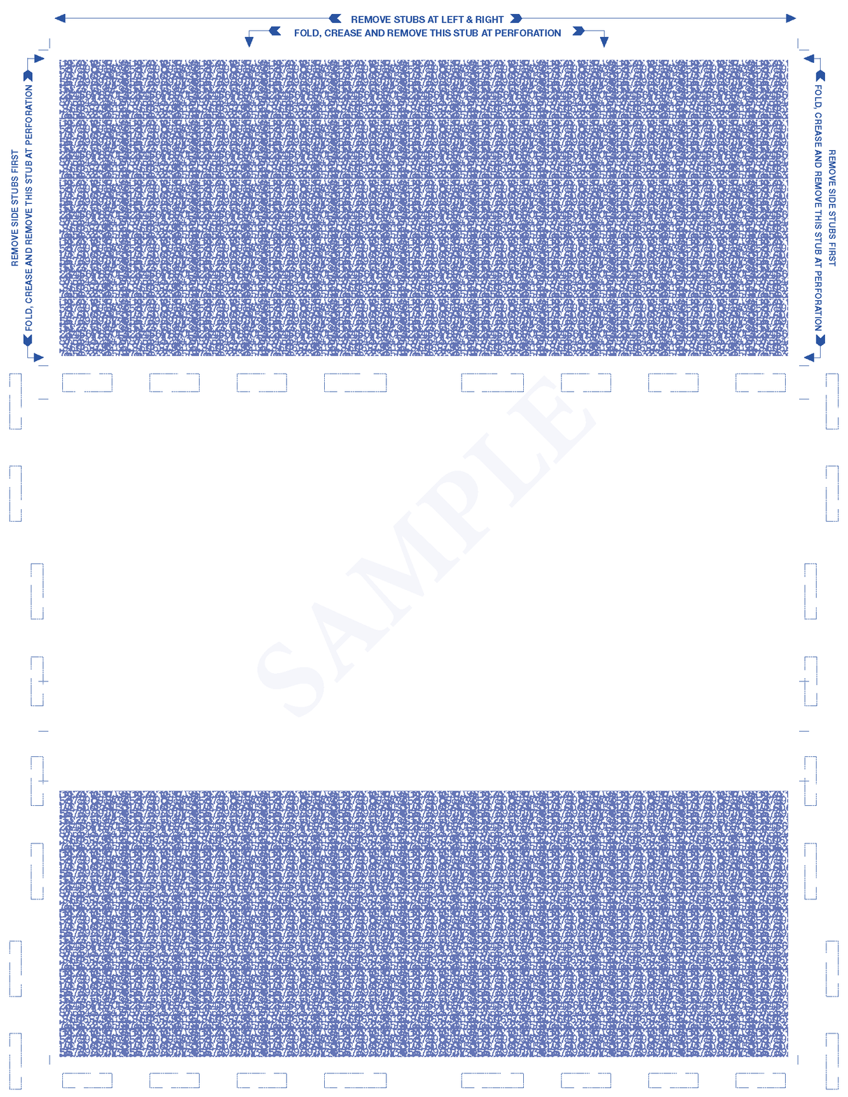 Form, Reflex blue, two blue blockouts 28# MOCR, 8-1/2" x 11" Z-Fold