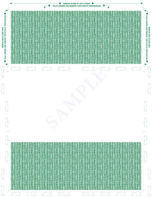 Form, Green 348, two green blockouts 28# MOCR, 8-1/2" x 11" Z-fold