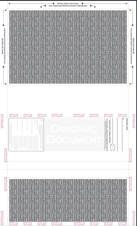 Check, Void Prismatic Pantograph, Red185/Process Blue/Red185, Hologram 28# MOCR 8-1/2" X 14" Z-Fold