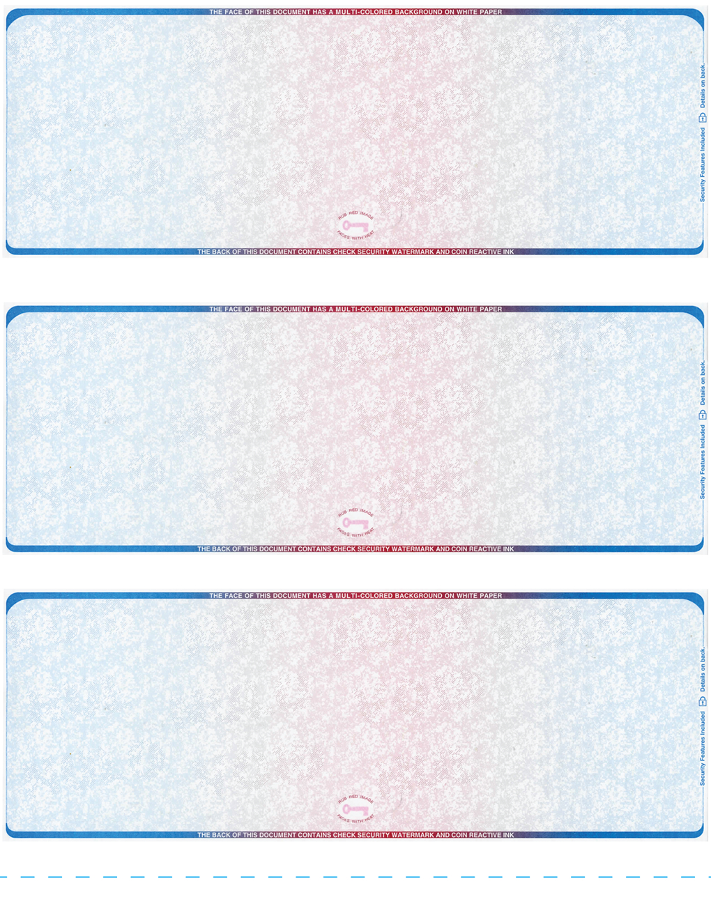 Prismatic Blank Business Checks 3up - Prismatic Blue/Red/Blue