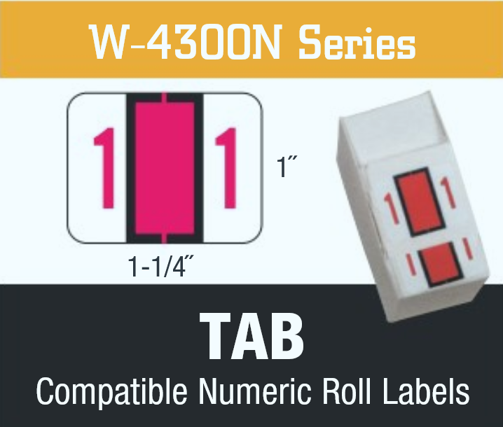 W-4300 TAB Compatible Alpha Roll Labels