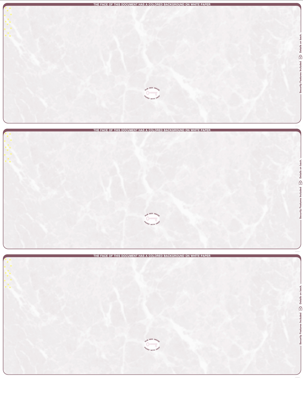 Marble Blank Business Checks 3 up - 3 Colors Available