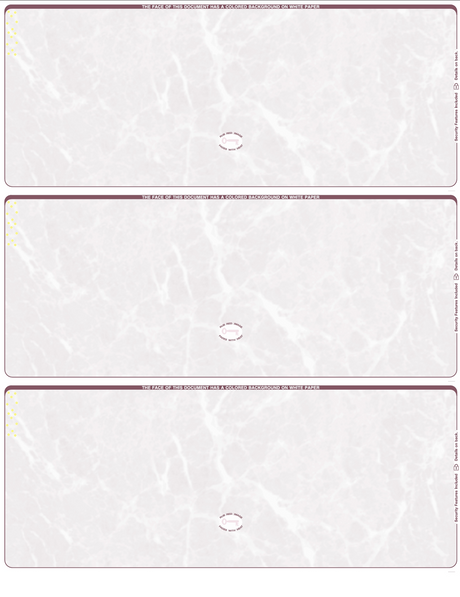 Marble Blank Business Checks 3 up - 3 Colors Available