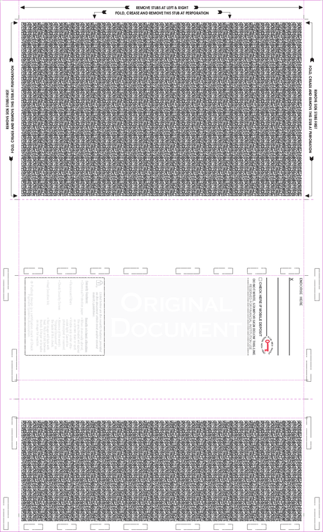 Check, Void Prismatic Pantograph, Process Blue/Red185/Process Blue 28#, 8-1/2" x 14" Eccentric Z-Fold EZ-fold