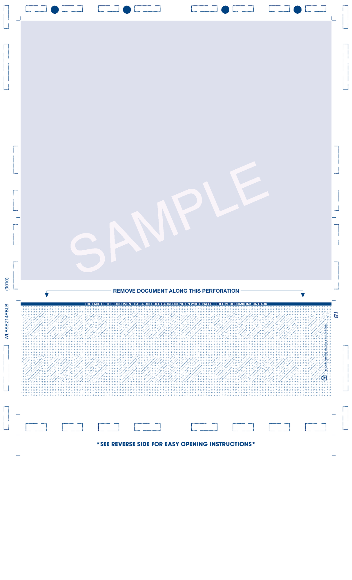 Basic Check, Void Pantograph, Blue 281 EZ-fold 28# MOCR, 8-1/2" X 14" Eccentric Z-Fold EZ-fold