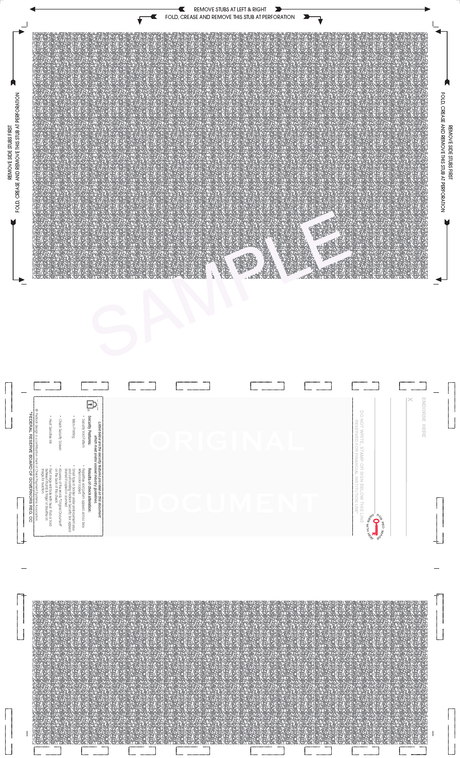 Basic Check, Void Pantograph, Blue 281 EZ-fold 28# MOCR, 8-1/2" X 14" Eccentric Z-Fold EZ-fold