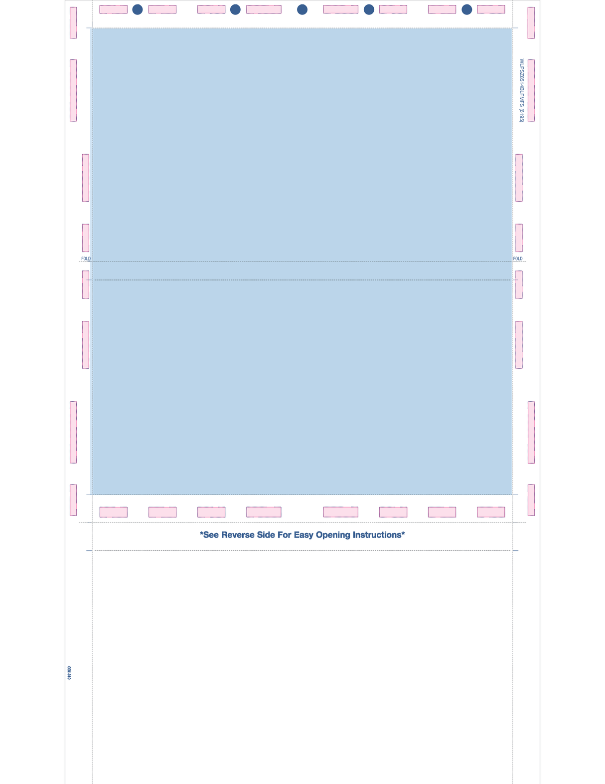 Form, Blue 288, Two blockouts, 28#MOCR, 8-1/2" x 14" Z-Fold